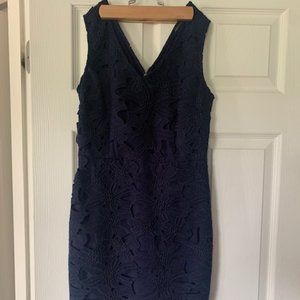 Banana Republic Navy Eyelet Sleeveless Dress